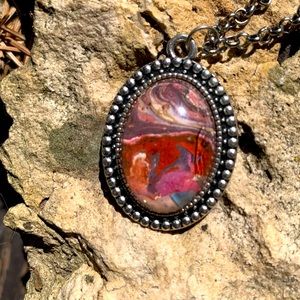 OOAK miniature acrylic painting necklace SusanRay